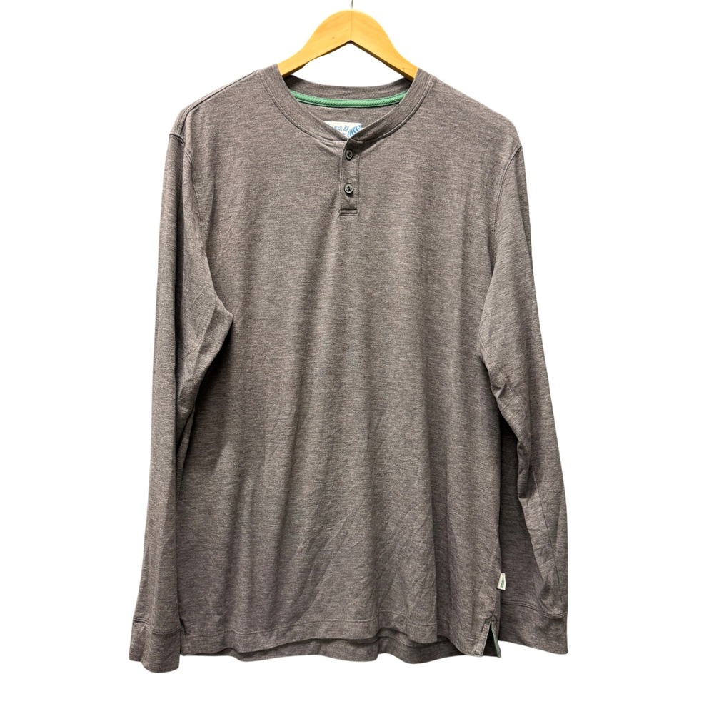 Wellen Seawool Henley Mens Large Long Sleeve Gray Casual Pullover Coastal